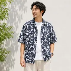 【美品】ADAM ET ROPE アロハシャツ ボタニカル 総柄 白 Mのサムネイル