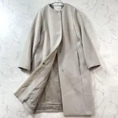 ノーカラーコート anuans ベージュ アイボリー F ボンディング