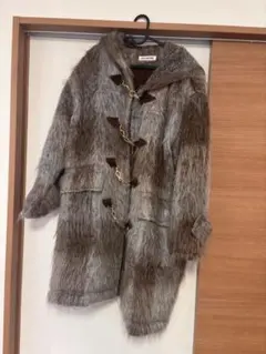 ブラウン系 ファーコート フード付き ダッフルスタイル