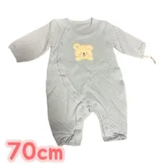 70cm 水色 クマ刺繍ロンパース　赤ちゃん