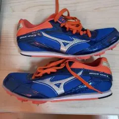 ★青×オレンジ★MIZUNO 22.0 陸上スパイク BRAVE WING 3のサムネイル
