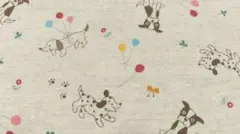 廃盤★KOKKA 犬と風船の綿麻生地