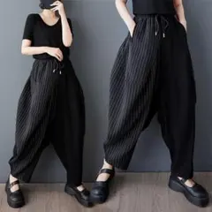 テーパードパンツ オシャレデザイン ストライプ柄 切り替え フリー 個性的