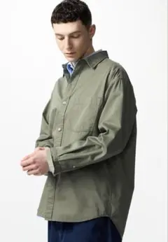 UNIQLO ユニクロ ツイルオーバーシャツ Lサイズ オリーブ コットン