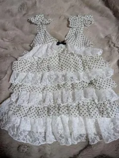 mezzo piano ドット柄レースフリルキャミソール