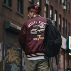 80s~90sUSA製WHITEOAKRESCUEサテンスタジャンXLサイズ