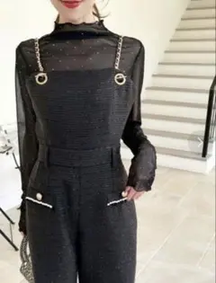 本日限値下げROYAL PARTY チェーンストラップツイードオールインワン