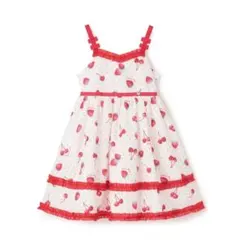 新品未使用　130cm メゾピアノ　イチゴチェリードット柄　キャミワンピース
