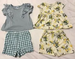保育園着に❤︎セットアップ しまむら キッズ ２セット⭐︎レモン柄　ギンガムチェックのサムネイル