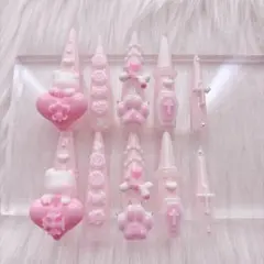 ♥ ネイルチップ 量産型 地雷系 ピンク いちごみるく くま
