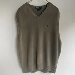 RalphLauren ニットベスト コットンベスト ヴィンテージ 古着 刺繍