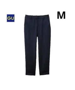 GU ストライプイージーパンツ M ネイビー ストライプ スラックス