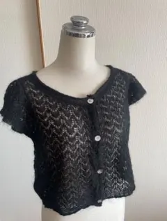 FabiaeneRoux レース編み ブラック カーディガン 半袖