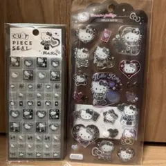 ハローキティ ドロップジェリーシール ヒョウ柄 タイルシール 黒