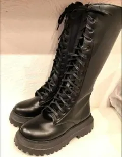 【24.5cm】レースアップ ブーツ 厚底