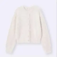 GUシャイニークルーネックカーディガン Sサイズ ホワイト 白