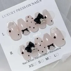 ハート×リボンネイル✧*。韓国 ガーリー ドット ワンホン マグネット 量産型