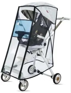 【新品】HMshuo ベビーカー レインカバー A/B型 透明 一本ハンドル用
