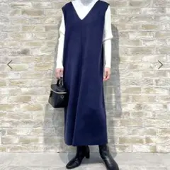 ロペピクニック　アンチピリングニットジャンパースカート　ネイビー　サイズ38