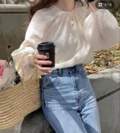 Lauir 長袖ブラウス　ホワイト