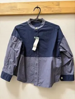 coen 長袖シャツ ネイビー グレー