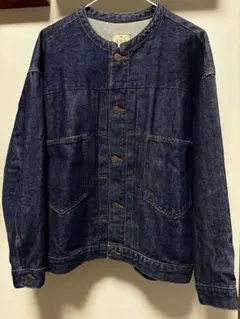 Samansa Mos2 デニムジャケット ノーカラー　ネイビー
