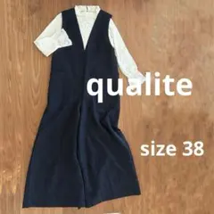 qualite カリテ オールインワン サロペット ネイビー 日本製 アバウス