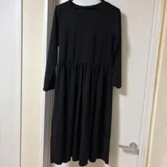 黒ワンピース長袖フレアシンプルフォーマル165cm