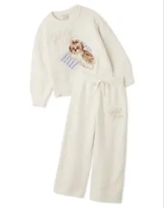 新品ジェラートピケシーズーワンポイントジャガードプルオーバー&ロングパンツセット