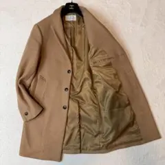 【美品】EDIFICE ラムウールチェスターコート キャメル ロング Lサイズ