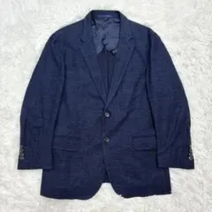 美品 ランバンオンブルー テーラードジャケット コットン リネン ネイビー 薄手