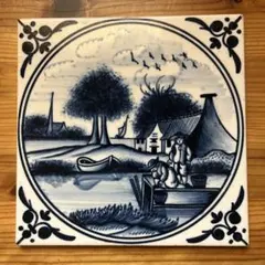 ポルトガルタイル　風景画　ブルー＆ホワイト　アンティーク