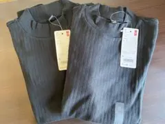 新品未使用UNIQLOリブハイネックTシャツカットソー2枚セット