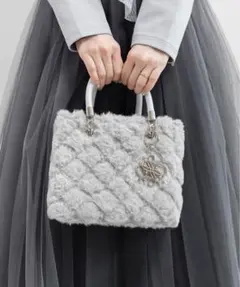 RANDA 2WAY ファーキルティングバッグ アイボリー