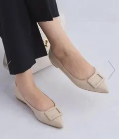 新品 23cm ポインテッド バックル フラットシューズ- 晴雨兼用 -