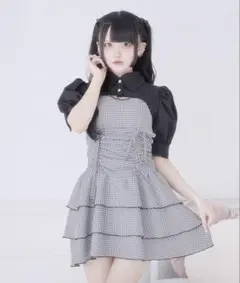 Pal elfy リボン付きドットチュールティアードワンピース Palelfy