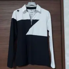 DESCENTE GOLF レディース 長袖シャツ ホワイト ブラック S