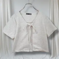 Dazy ダジー ツイード半袖カーディガン ベージュ M きれいめ 上品 通勤用