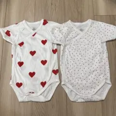 プチバトー 半袖 ボディースーツ 前開き 肌着 ハート 12m 70~80cm