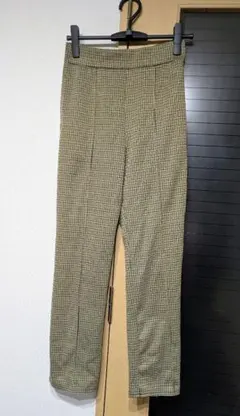 しまむら ブラウン系チェックパンツ　L