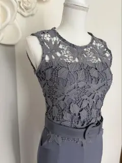 【美品】HongKongJian レース パンツドレス ベルト付 Sのサムネイル