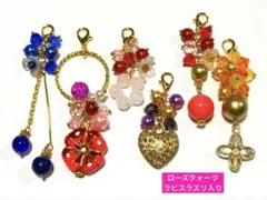 天然石入りお花ゆらゆら大ぶりアンティークチャーム