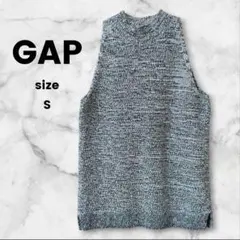 美品✨【GAP】ノースリーブ 白黒マダラ ハイネックニット ベスト S