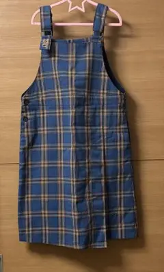 青と黒のチェック柄 ジャンバースカート 160 GU