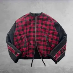 00's チェック ボアブルゾン ギミック オーバーサイズ グランジ y2k