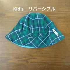 【mont-bell】Kid's　チェック柄ハット　緑×青系