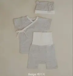 peekaboo Stripe dewy new born set ベビー退院着