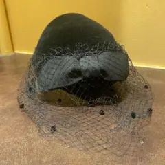 最終価格⑧【ヴィンテージ】ISETAN ブラックベルベットハット ネット付き