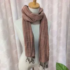 織りショール、ストール★ピンクブラウン系★