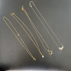 金色メッキ ネックレスセット ハートと十字架